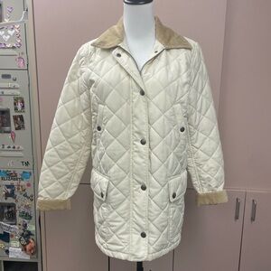 Lauren Ralph Lauren Women's Diamond Quilted Barn Jacket Cream Size Medium
